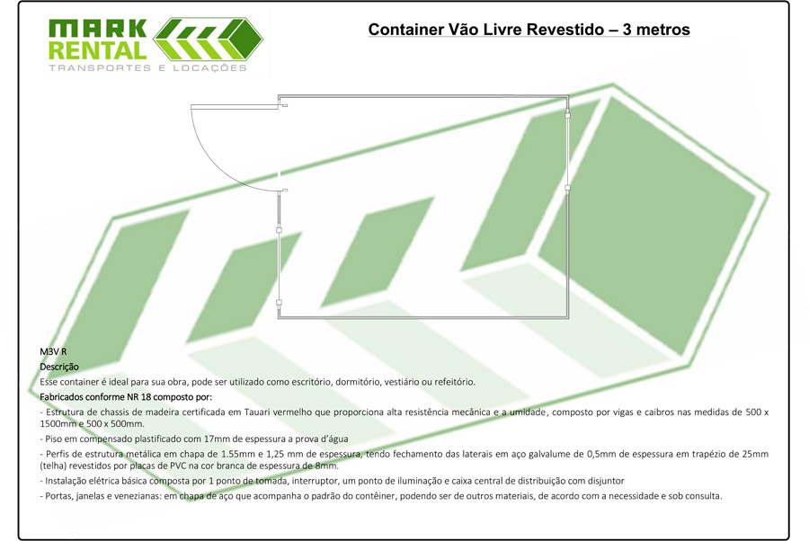 Contêiner Vão Livre - 3 metros 